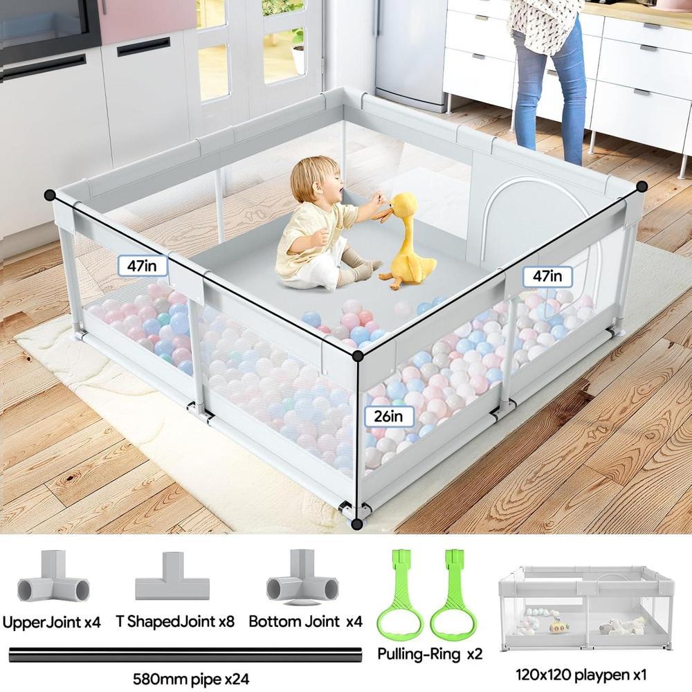 Fodoss Corralito Para Bebés, De 119,9 X 119,9 Cm Para Apartamento, Patio De Juegos, Valla