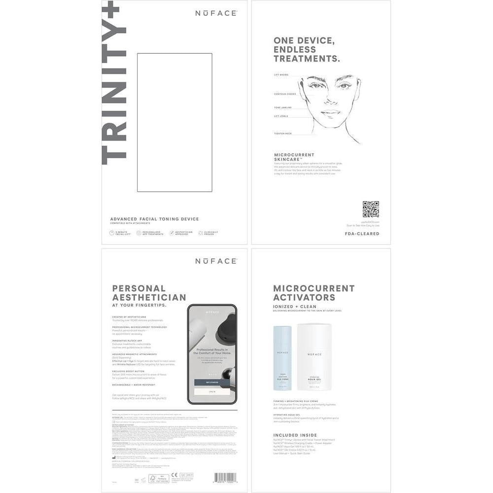 NuFACE Trinity+ Dispositivo Facial de Microcorriente Aprobado por la FDA - Esculpe Rostro y Tensa Cuello + Gel Activador