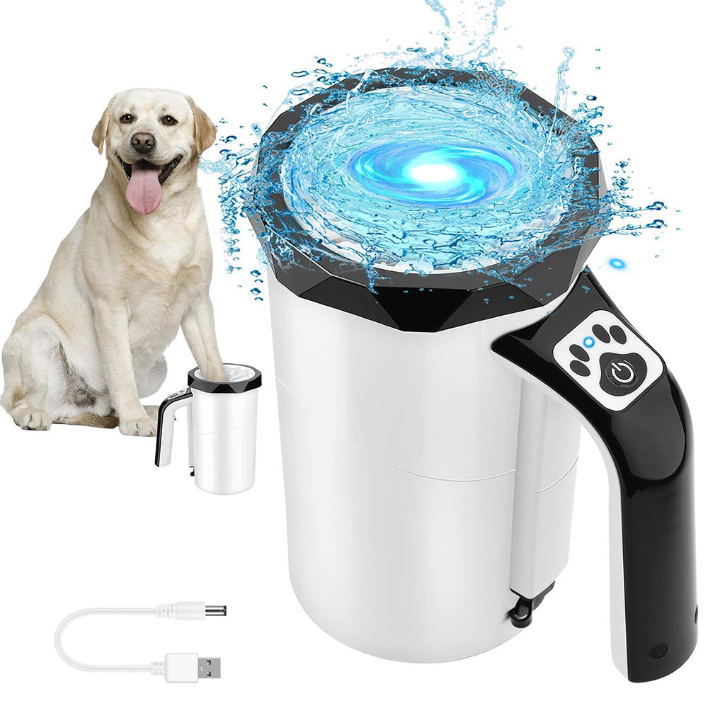 Rechargeable Automatic Dog Paw Cleaner, Dog Paw Washer Cup, 2 in 1 Portable Pet Paw Cleaner with Soft Silicone Brush, 7.4V High Power, Dog Foot Washer Suitable for Big Dog and Cat Grooming (Black)