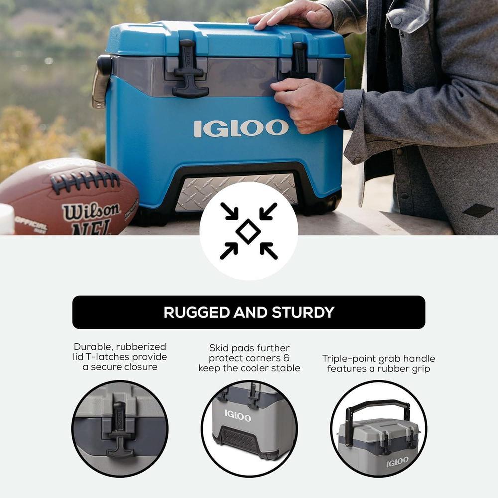 Igloo Enfriador BMX con Carcasa Dura Aislada, Tecnología Cool Riser, Mango Reforzado, 25 Litros, Color Celadon