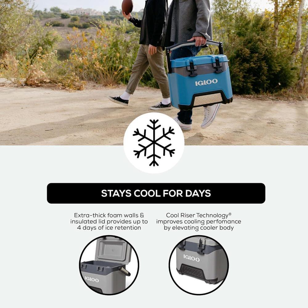 Igloo Enfriador BMX con Carcasa Dura Aislada, Tecnología Cool Riser, Mango Reforzado, 25 Litros, Color Celadon