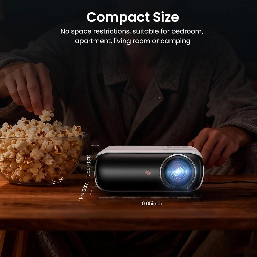 Proyector Mini Bluetooth 1080P Full HD portátil para exteriores, compatible con smartphone, HDMI, USB, AV y PS5