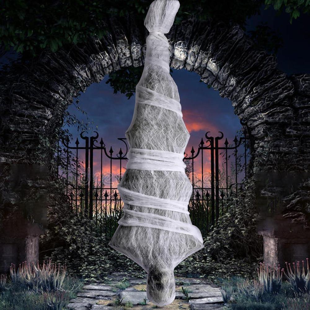 NEWBEA 72 Inch Halloween Cocoon Outdoor Decorations, Scary Hanging Cocoon Corpse Props, Halloween Outdoor Yard Decorations