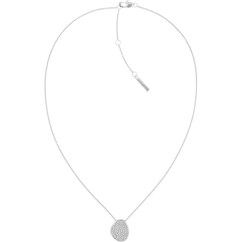 Calvin Klein Women's Stainless Steel Necklace with Crystals: Sculptural Silhouette with Dual-Sided Design
