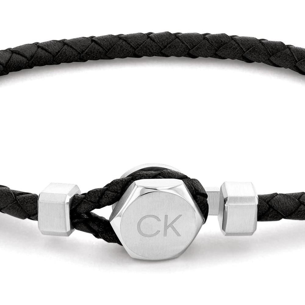 Pulsera de cuero para hombre Calvin Klein sin metal con cierre de gancho fácil y cadena trenzada en estilo moderno