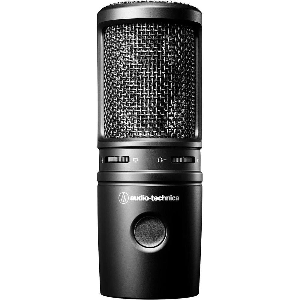 Audio-Technica AT2020USB-X Micrófono USB de condensador cardioide, ideal para estudio y videoconferencia, negro