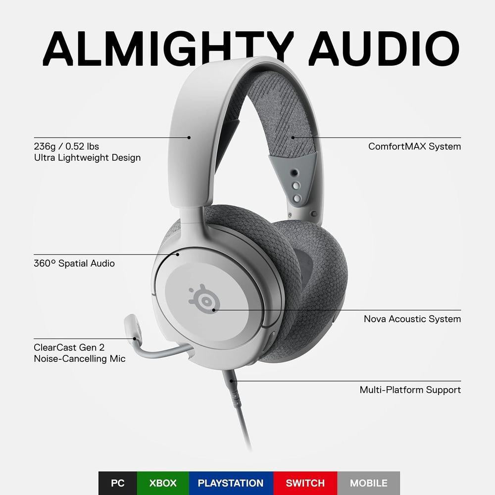 SteelSeries Arctis Nova 1 - Auriculares para juegos multisistema con controladores de alta fidelidad y audio espacial de 360°