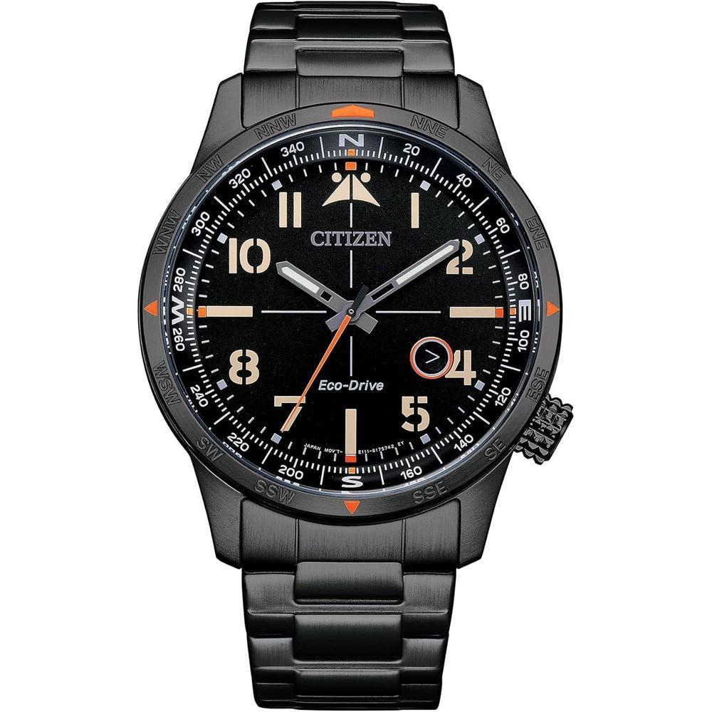 Citizen Men's Eco-Drive Weekender Avion Field Watch in Black IP Stainless Steel, Black Dial (Model: BM7555-59E)