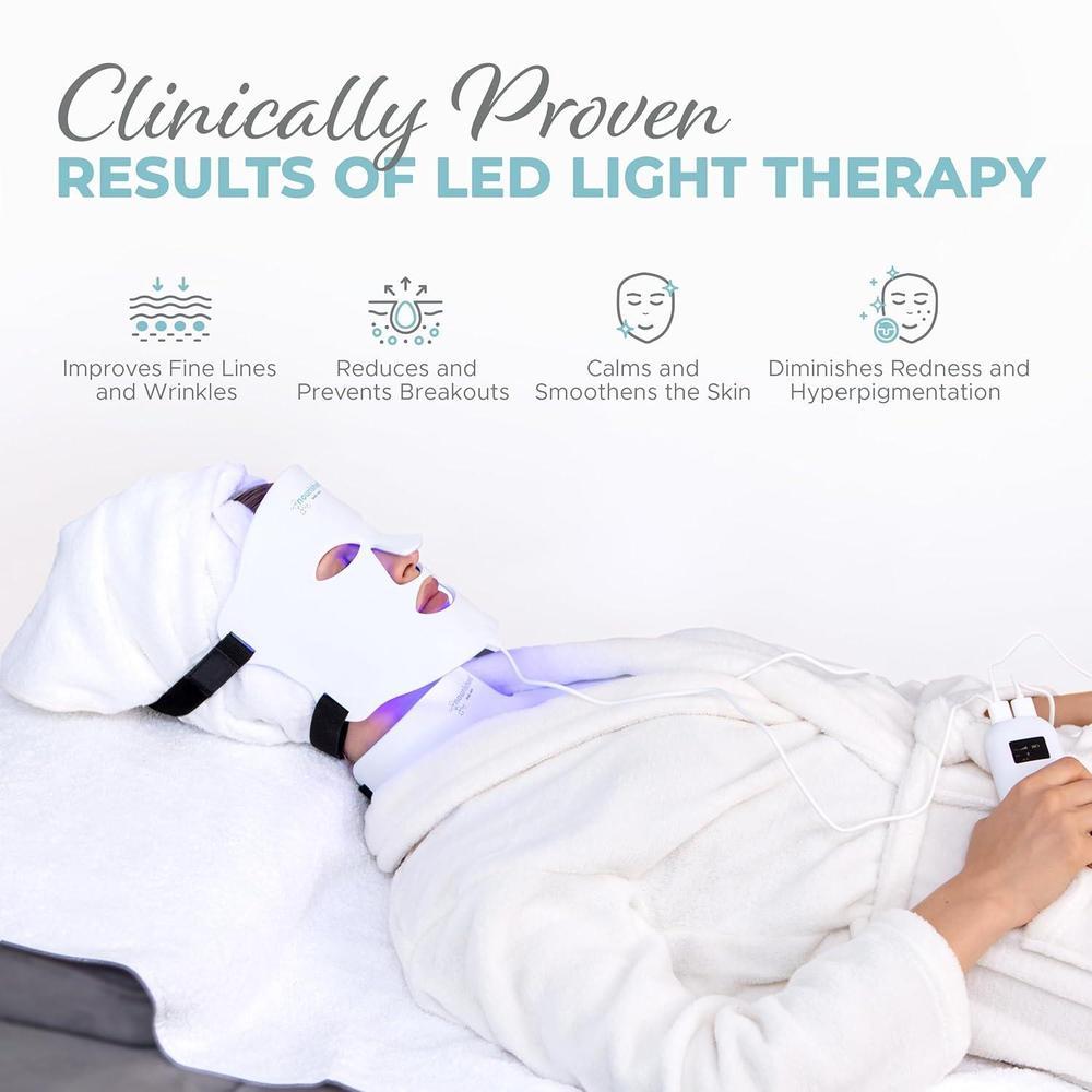 Máscara facial y cuello con terapia de luz LED, 7 colores para rejuvenecimiento y tratamiento antienvejecimiento de arrugas