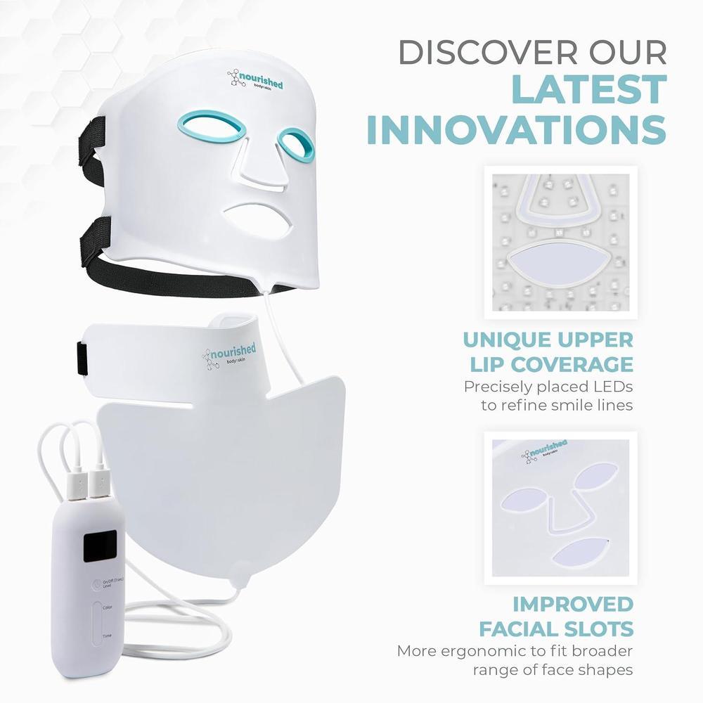 Máscara facial y cuello con terapia de luz LED, 7 colores para rejuvenecimiento y tratamiento antienvejecimiento de arrugas