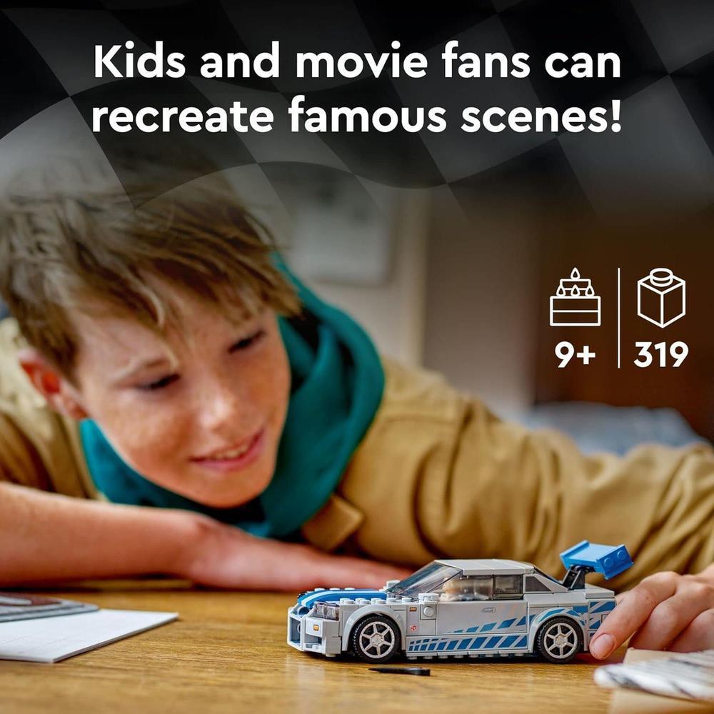 LEGO Speed Champions Nissan Skyline GT-R R34 de 2 Fast 2 Furious, kit con minifigura para niños desde 9 años, juego 2023