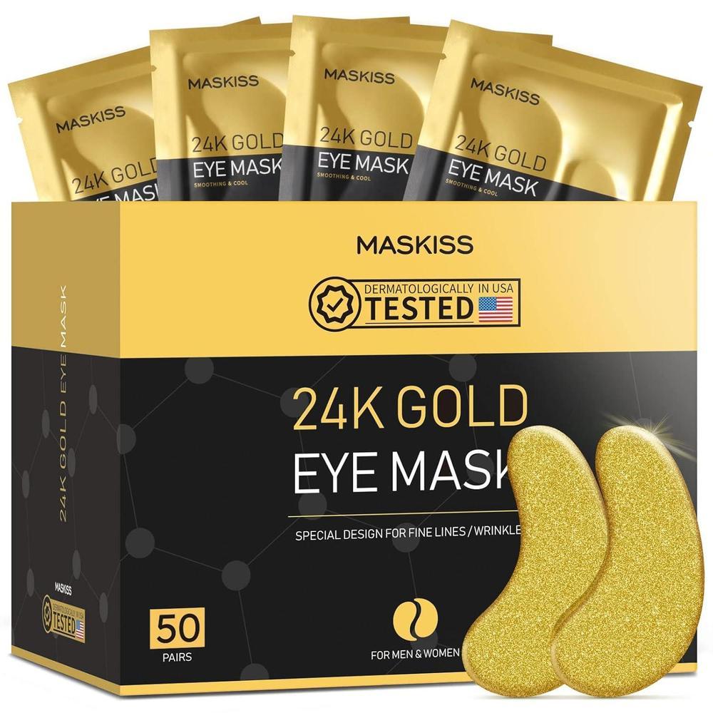 24k Gold Under Eye Patches, Alivian Hinchazón Y Ojeras Con Colágeno, 50 Pares