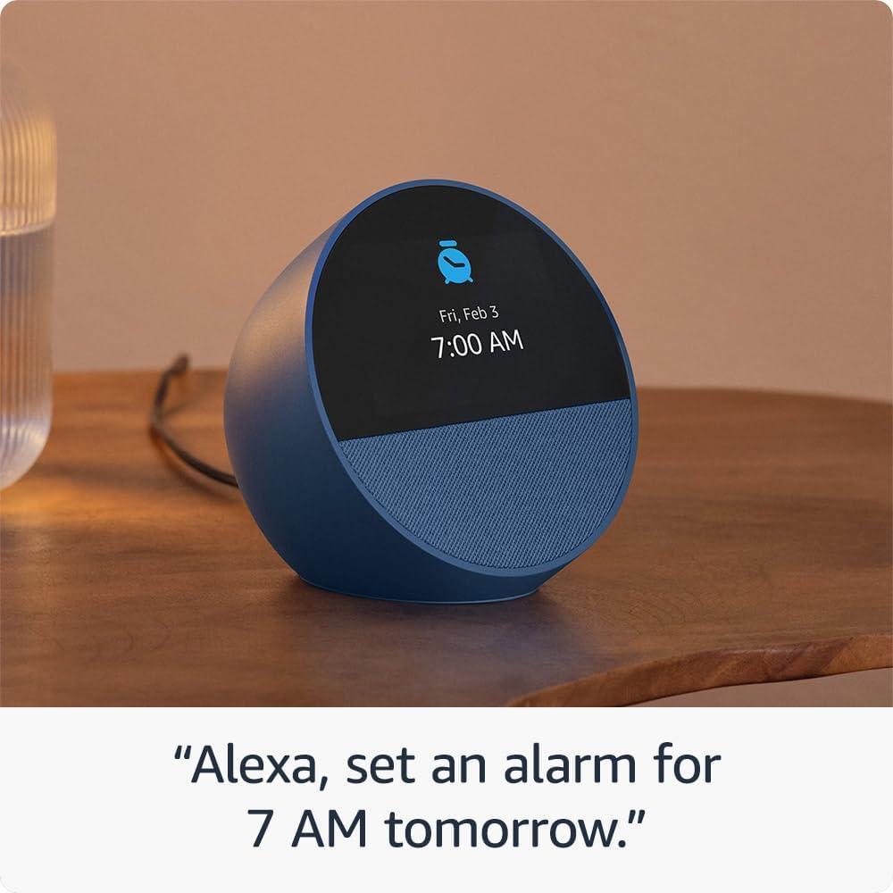 Nuevo Echo Spot 2024, despertador inteligente con Alexa y sonido vibrante, diseño azul oceánico y personalizable