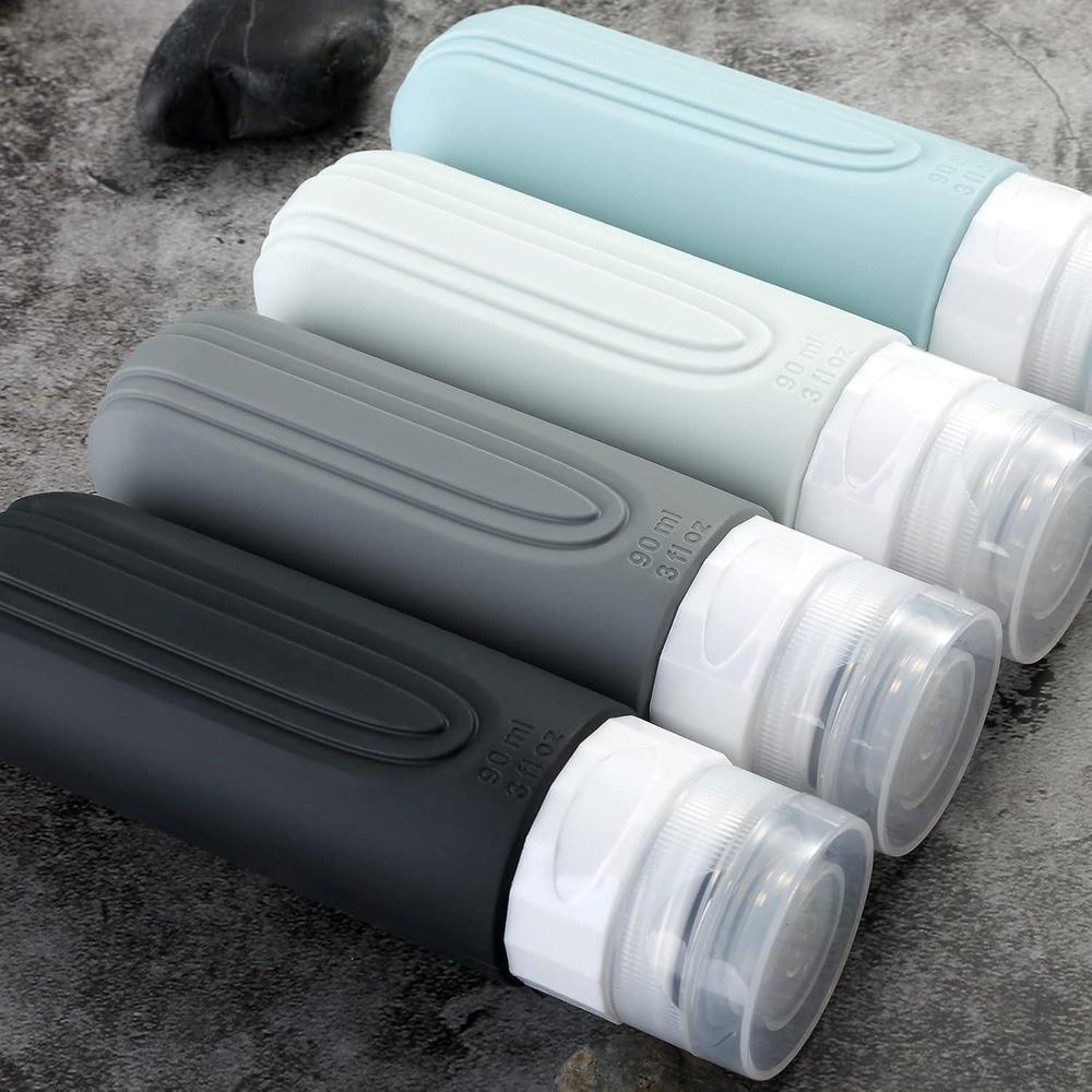 Botellas de viaje para artículos de tocador aprobadas por la TSA, sin BPA, a prueba de fugas, rellenables de silicona líquida