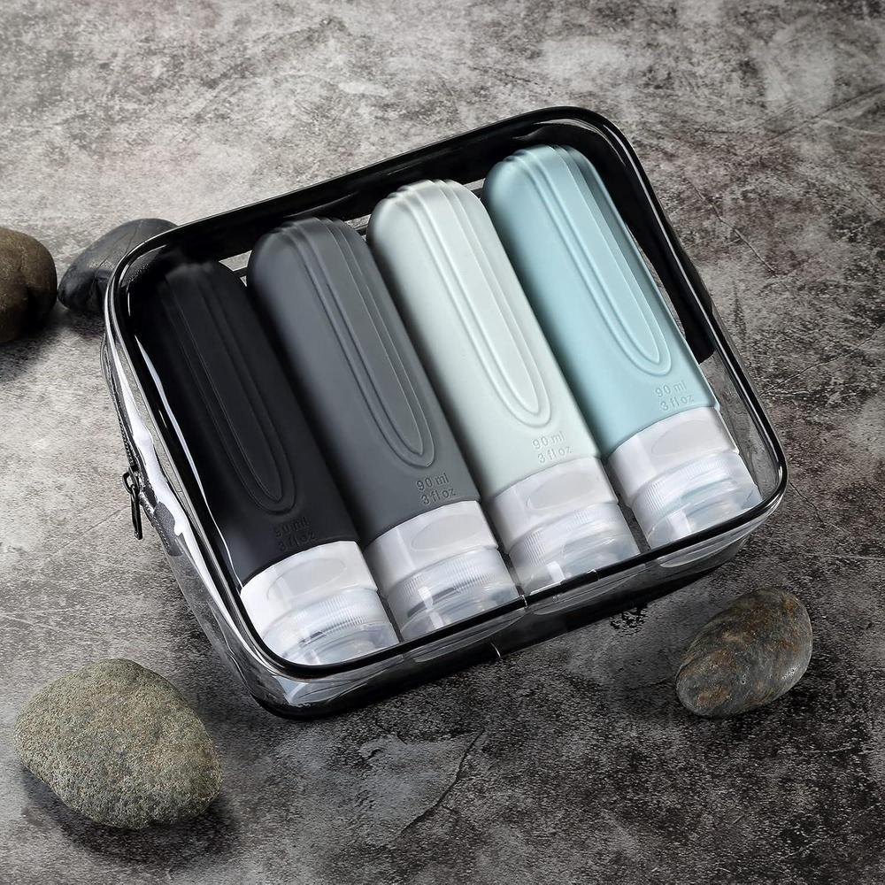 Botellas de viaje para artículos de tocador aprobadas por la TSA, sin BPA, a prueba de fugas, rellenables de silicona líquida