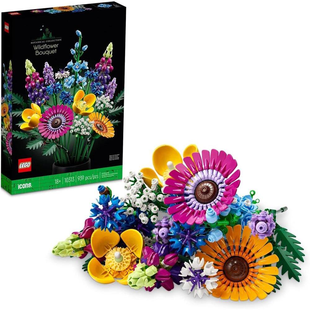 LEGO Icons Wildflower Bouquet Set - Artificial Flowers with Poppies and Lavender, Adult Collection, Unique Home Décor, Botanical Piece, 10313