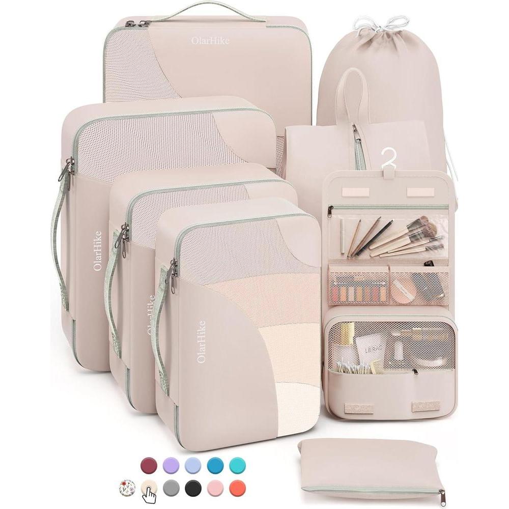 Set de 8 cubos de equipaje para viajes, organizador de maleta resistente con bolsa de aseo personal, regalos de crucero