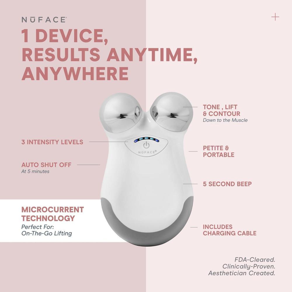 NuFACE MINI Classic Microcurrent, dispositivo facial para contornear, levantar, suavizar y tonificar con gel activador