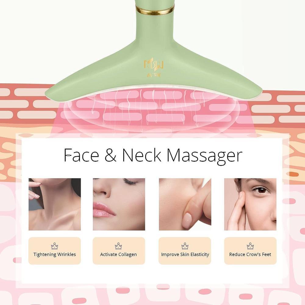 Ms.W Masajeador facial portátil eléctrico para cuidado de piel con 3 modos de masaje y calefacción para rostro y cuello