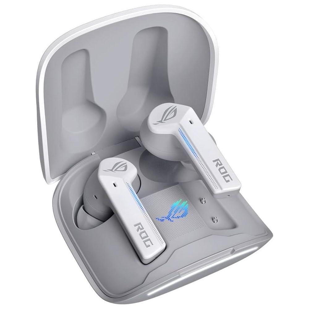 Asus Rog Cetra Audífonos Bluetooth Cancelación Activa Ruido, Carga Inalámbrica, IpX4, Blanco, 27Hrs Batería