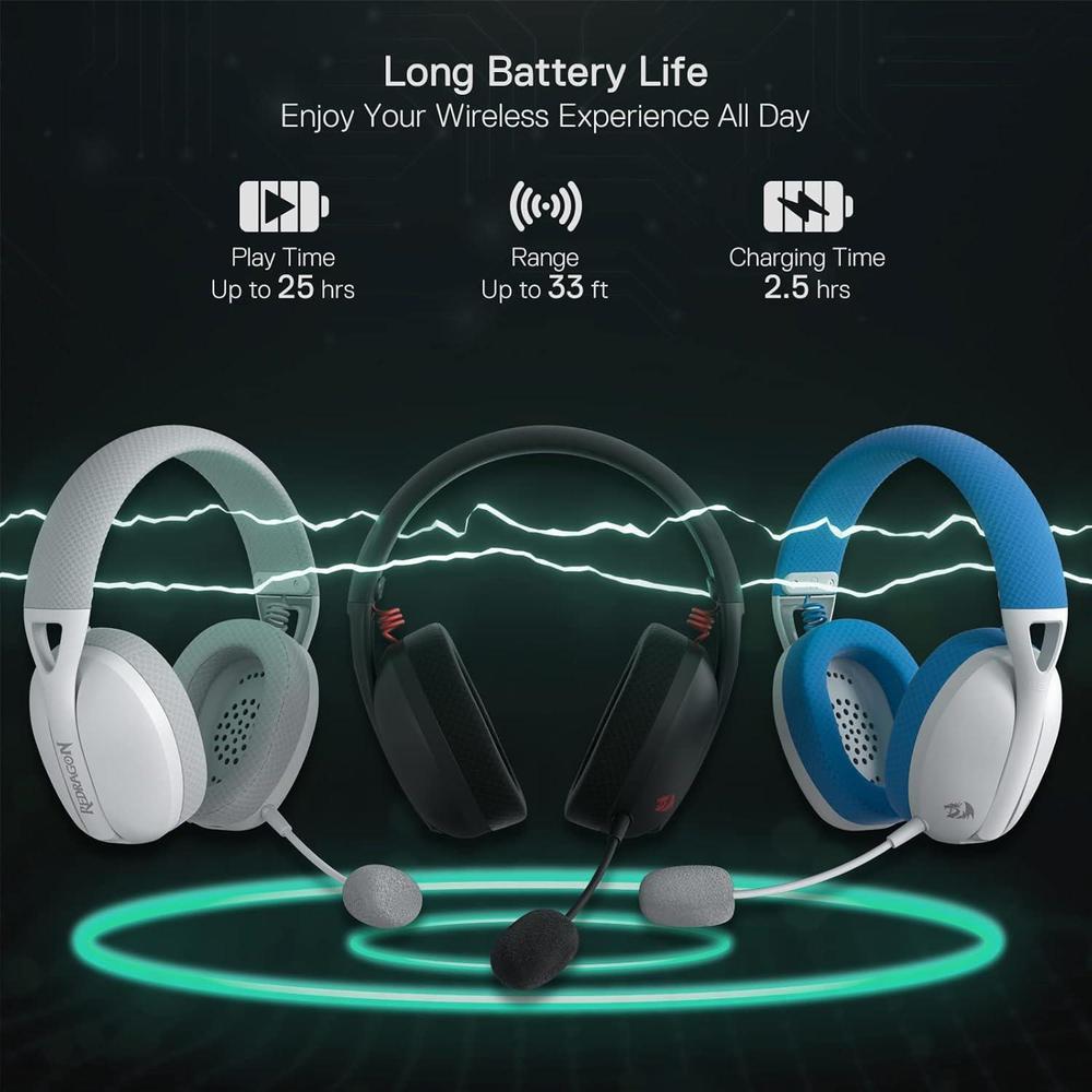 Auriculares inalámbricos Redragon H848 BT para juegos, ligeros, sonido envolvente, micrófono desmontable, multiplataforma