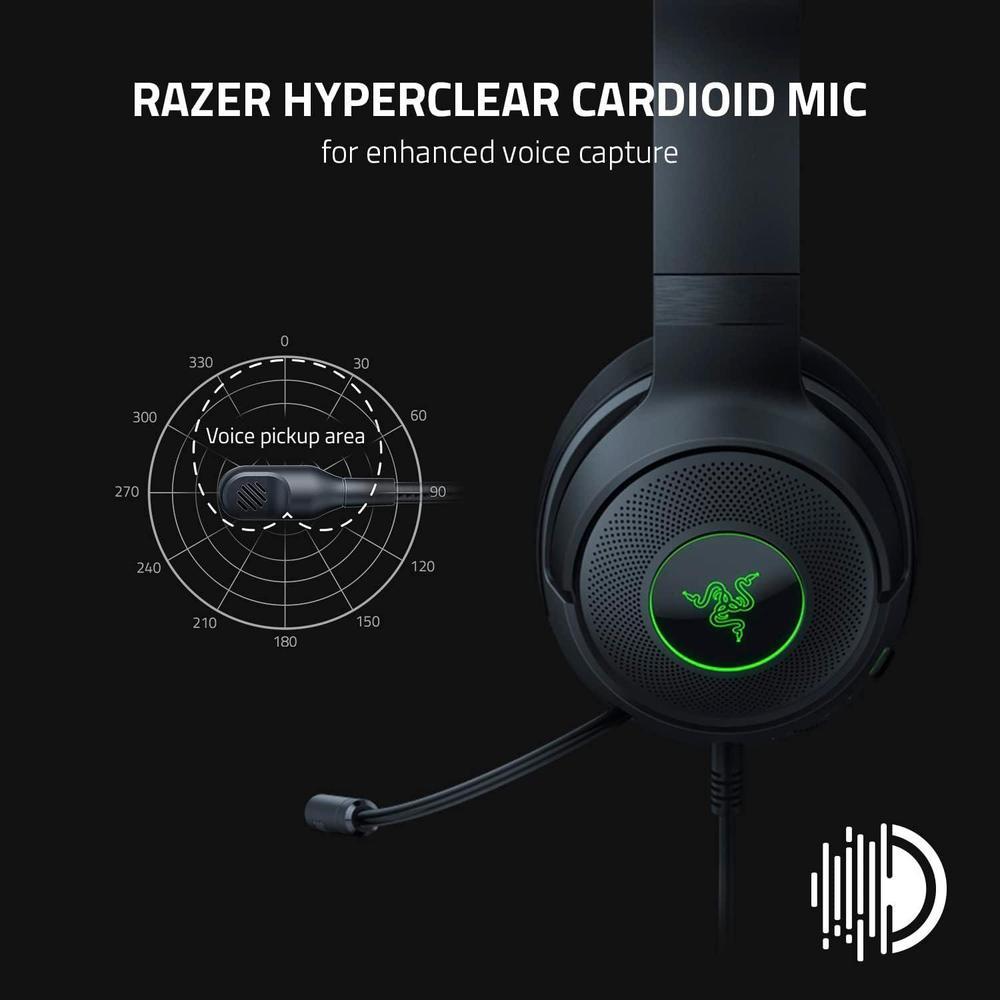 Auriculares Razer Kraken V3 X USB para juegos con micrófono cardioide y sonido 7.1 RGB