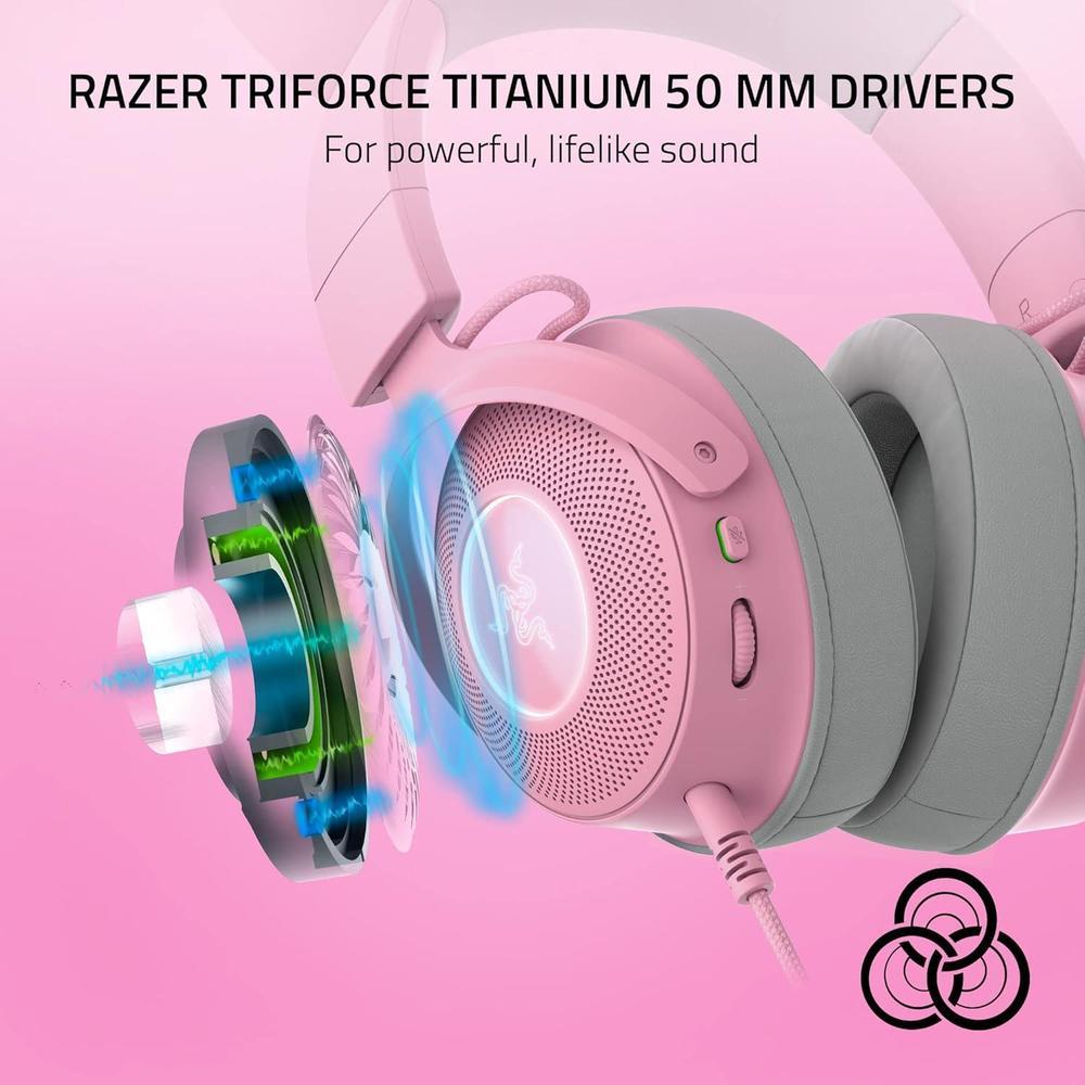 Razer Kraken Kitty V2 Pro Auriculares RGB: orejas intercambiables, iluminación reactiva y micrófono desmontable