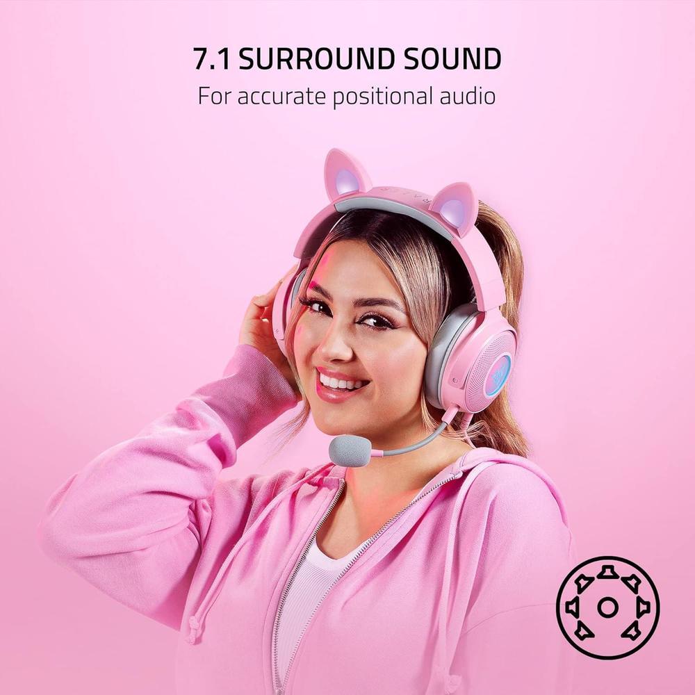 Razer Kraken Kitty V2 Pro Auriculares RGB: orejas intercambiables, iluminación reactiva y micrófono desmontable