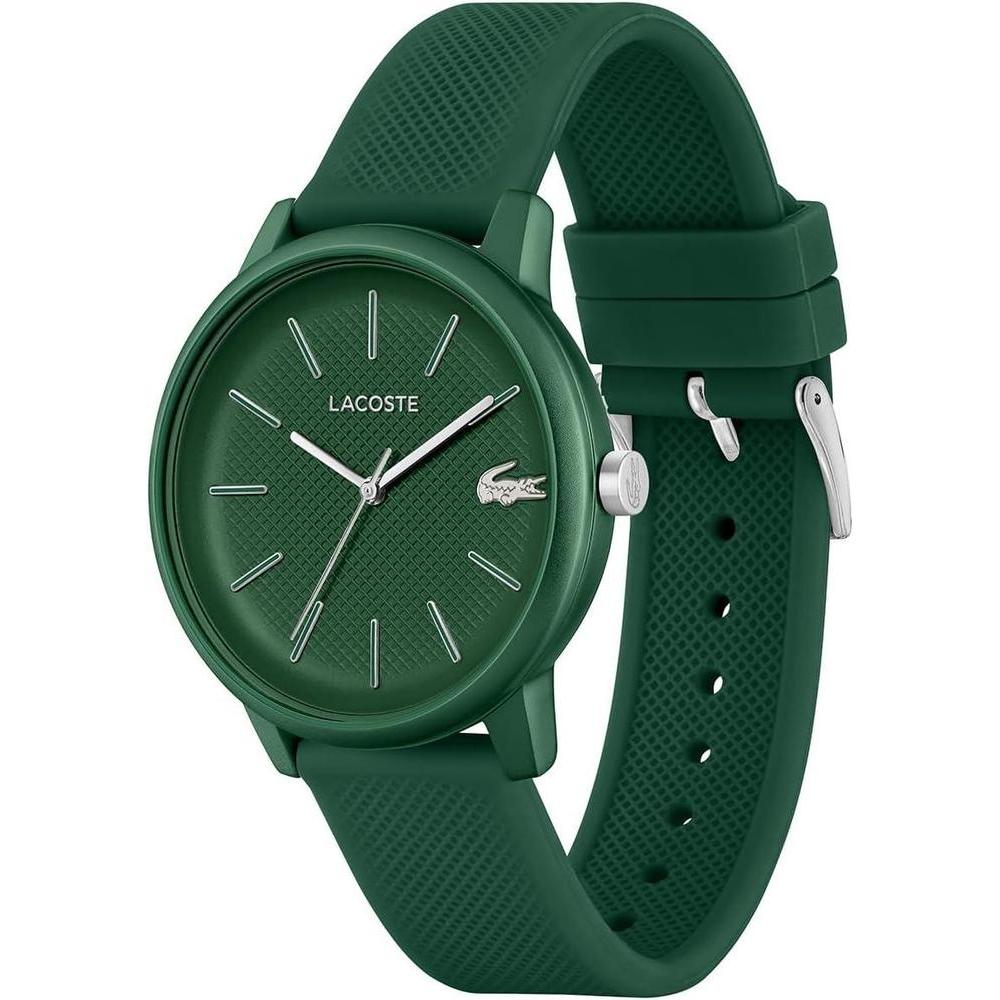 Reloj de cuarzo Lacoste 12.12 Move para hombre con caja de aluminio verde y correa de silicona, diseño monocromático