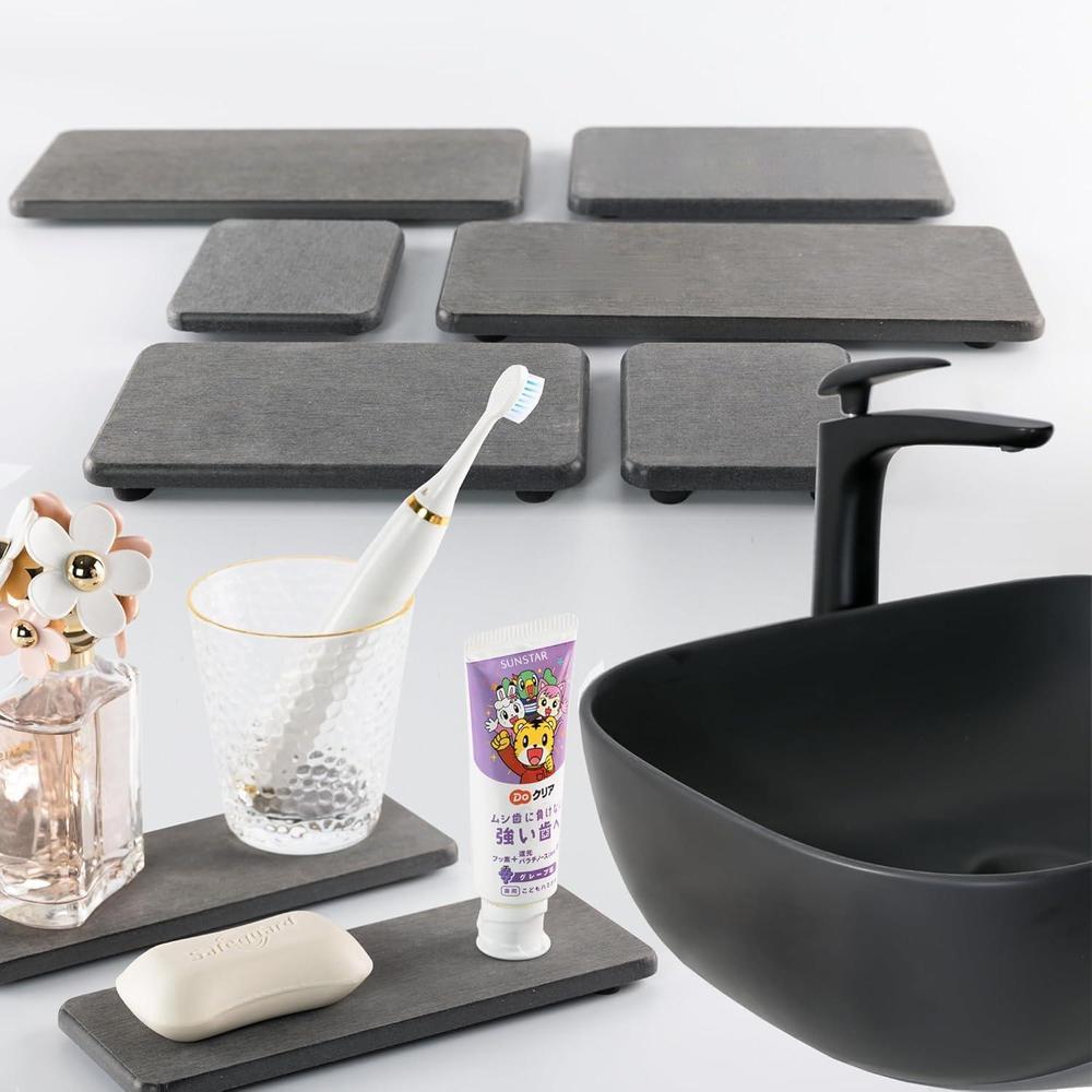 Bandejas de Baño de Diatomeas, Piedra Absorbente, Porta Jabón y Cosméticos para Cocina y Baño, 2 Piezas