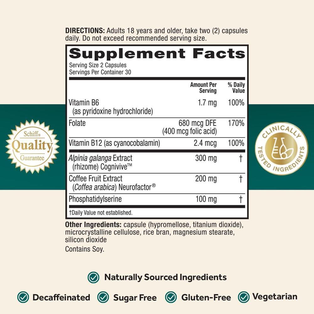 NEURIVA Suplemento cerebral nootrópico sin cafeína probando para alerta mental, memoria, enfoque y concentración.