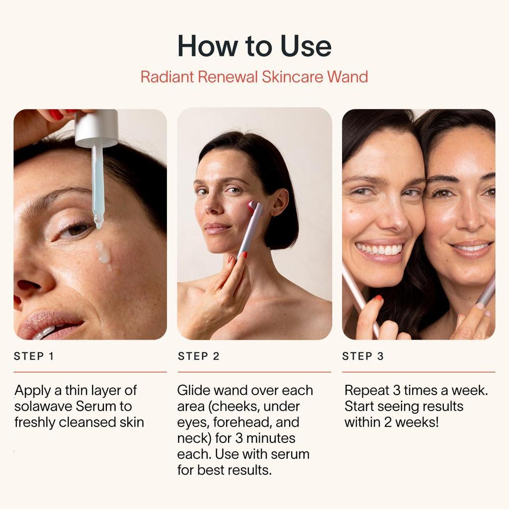 Solawave Varita 4 en 1 para Cuidado Facial - Combina Luz Roja, Masaje, Corriente Galvánica y Calor Terapéutico