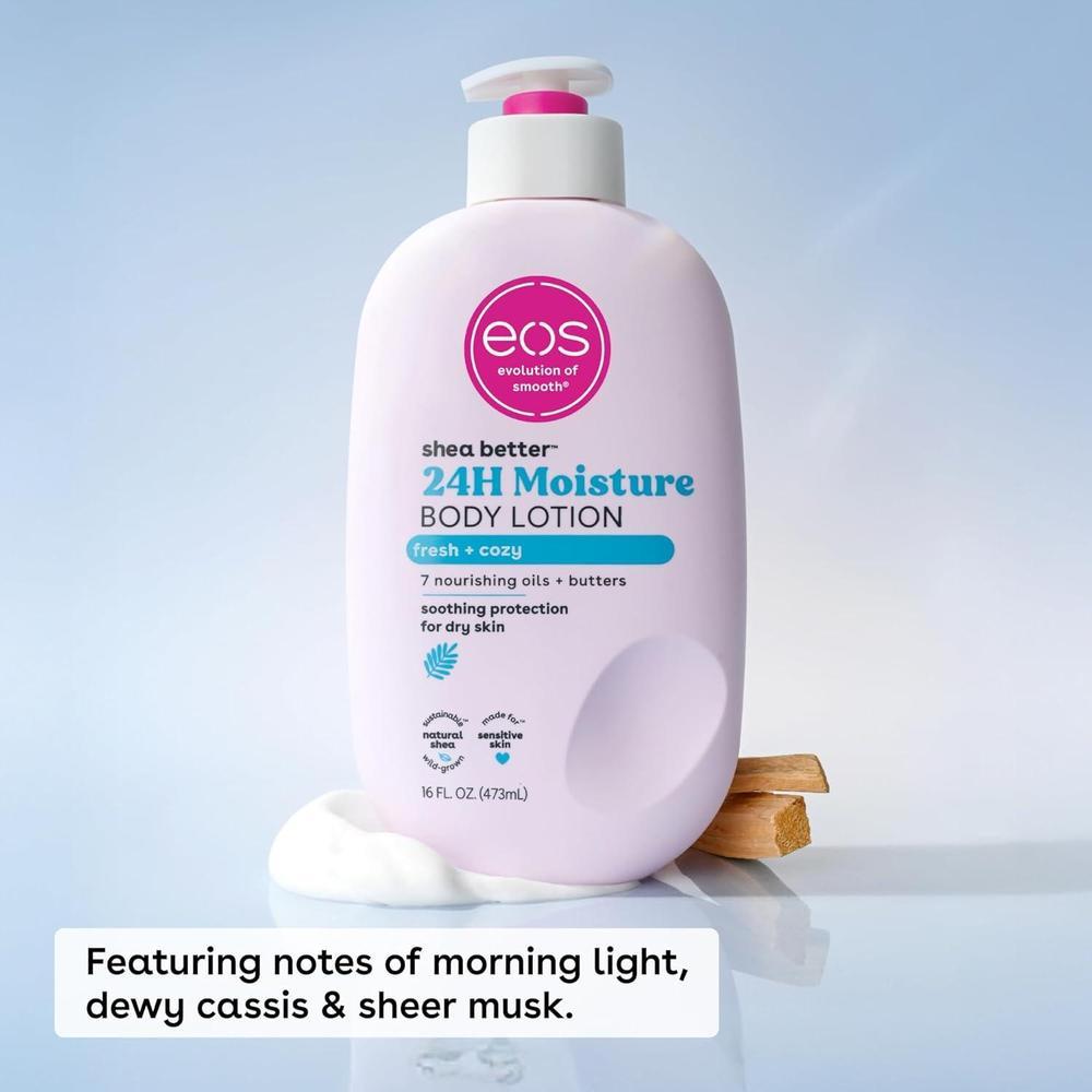 eos Shea Better Loción corporal fresca y acogedora, para el cuidado de la piel con humedad las 24 horas, ligera y no grasosa
