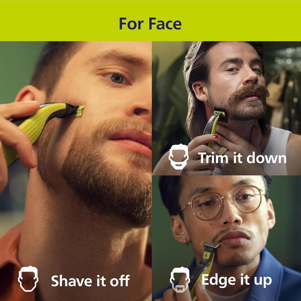 Philips Norelco OneBlade 360 Hybrid Face recortadora de barba eléctrica con cuchilla 360 y peine ajustable, modelo QP2724/90