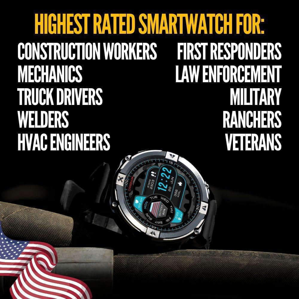 CARBINOX X-Ranger Smart Watch con llamadas, rastreador fitness resistente al agua IP69K, compatible Android e iOS, pantalla AMOLED