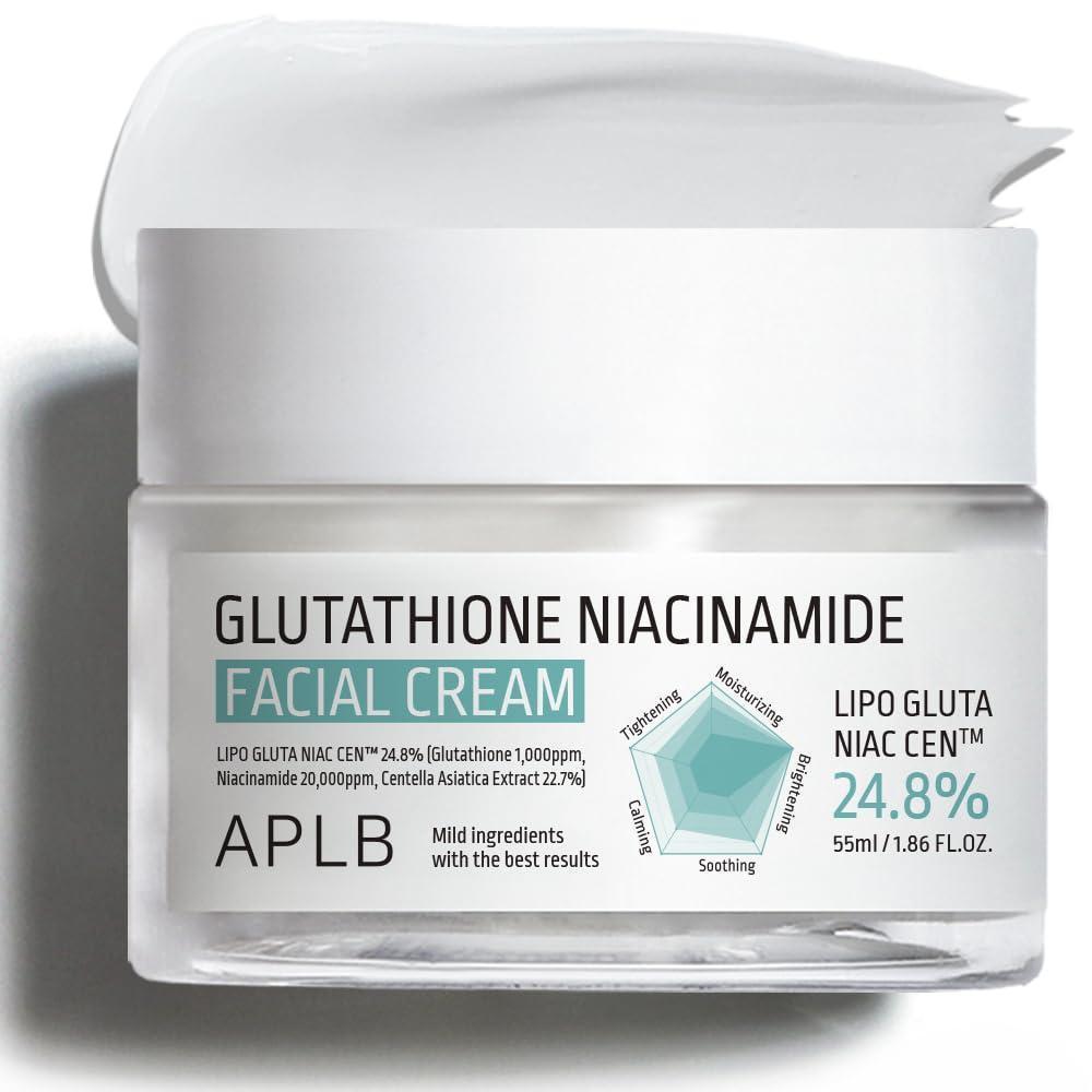 APLB Glutatión Niacinamida Crema Facial | LIPO GLUTA NIAC CEN™ 24.8% 1.86 FL.OZ/Cuidado de la piel coreano, Hidratación profunda, Niacinamida, Mejora la elasticidad de la piel, Mejora la textura de la