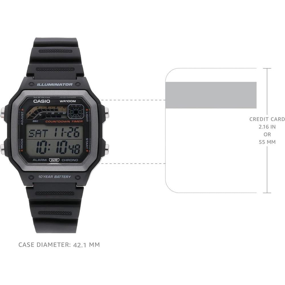 Reloj Casio Serie WS1600H con diseño deportivo, cronómetro, temporizador, luz LED y resistencia al agua, alarma, calendario y batería de larga duración