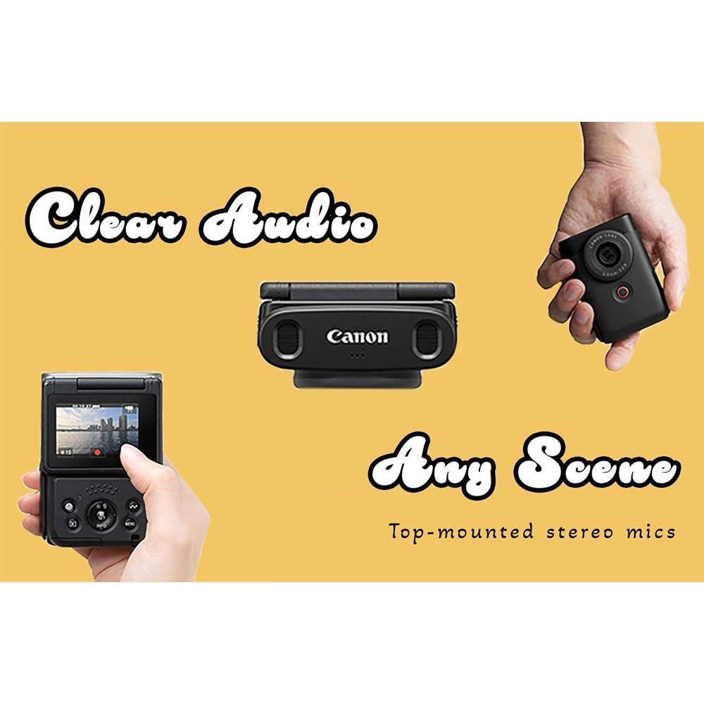 Canon PowerShot V10 Cámara compacta para vlogging, sensor CMOS, video 4K, lente zoom, micrófono estéreo, negro