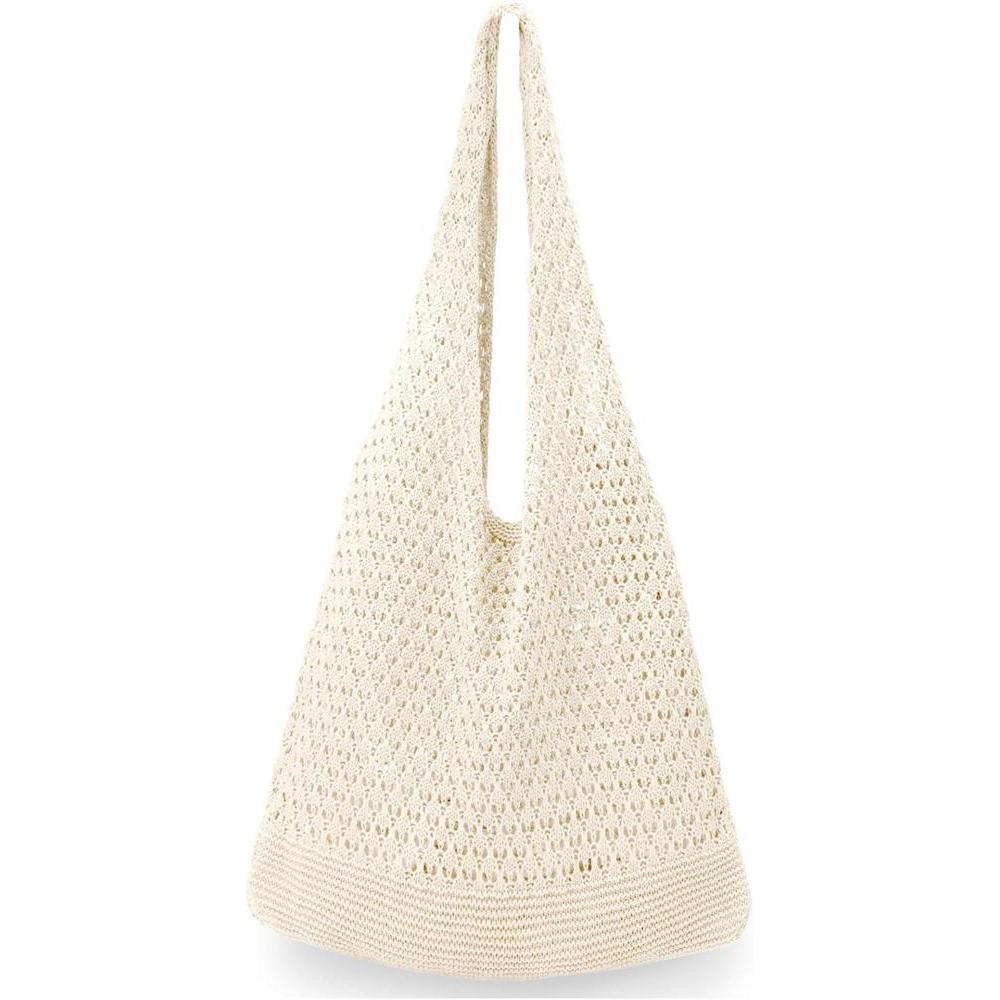 Hatisan - Bolsa de ganchillo para mujer, ideal para playa, vacaciones y uso diario. Diseño ligero y material duradero