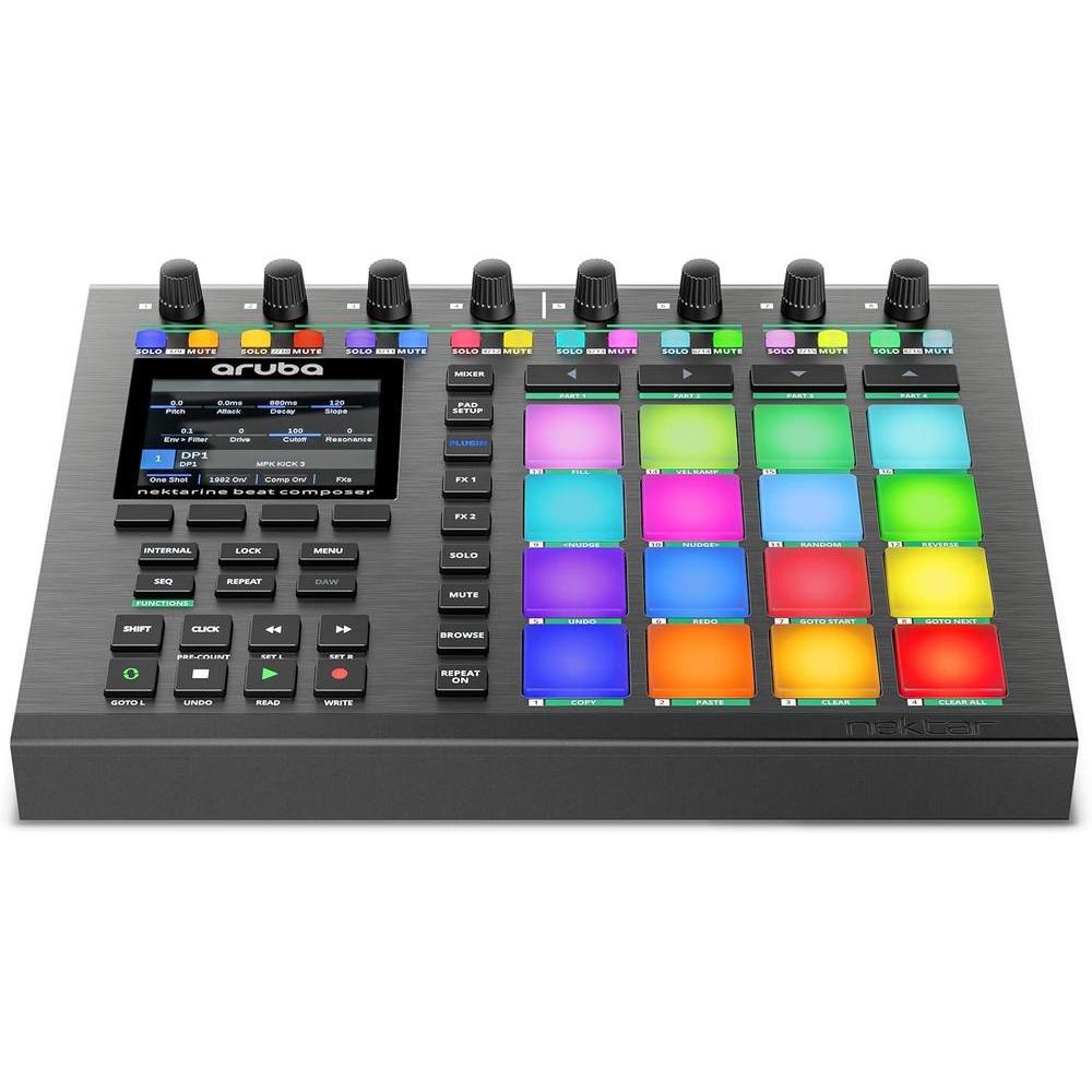 Nektar Aruba Beat Compositor, instrumento de ritmos con 16 almohadillas RGB y más de 500 sonidos incluidos.