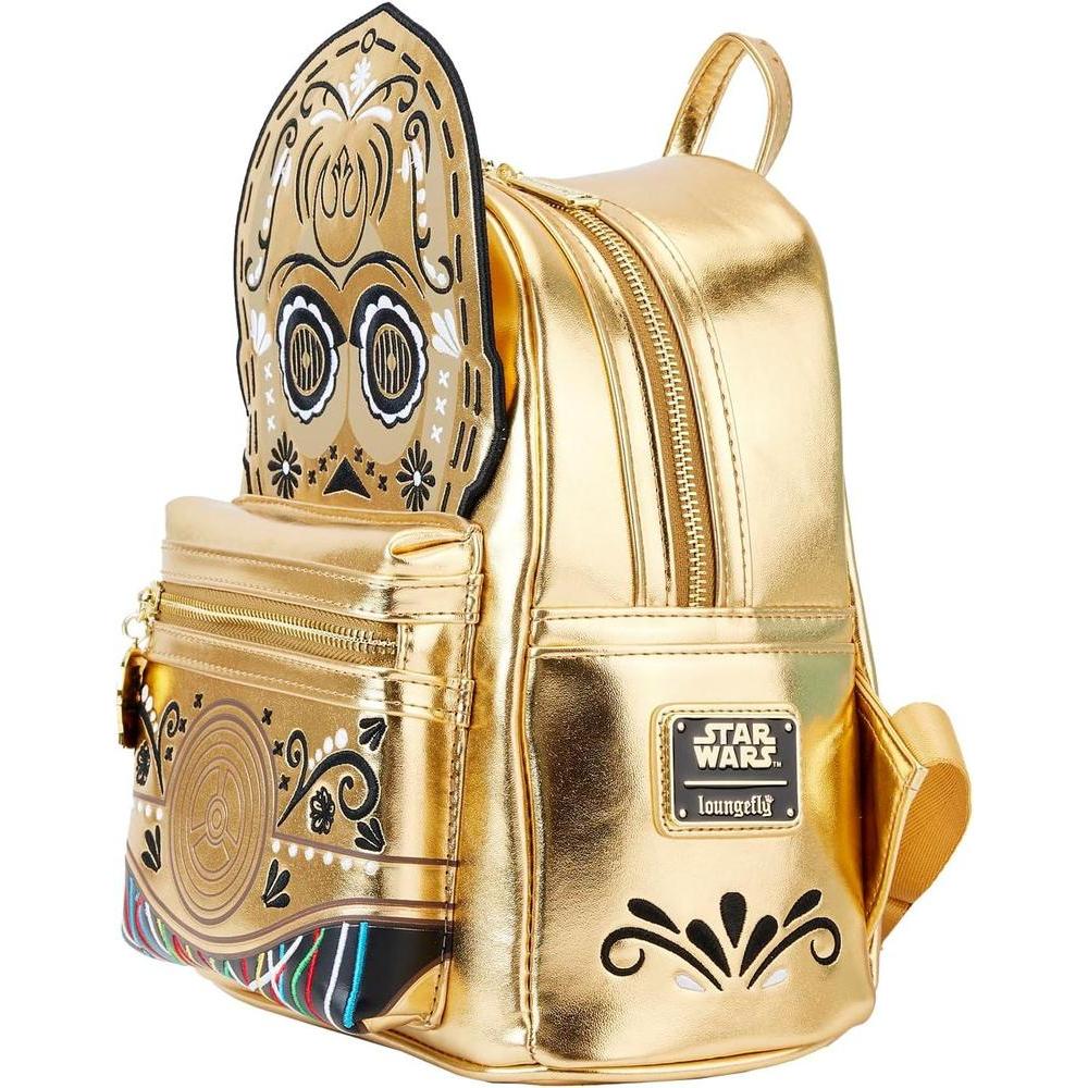 Loungefly Star Wars C-3PO Bolso de hombro bordado con doble correa mujer diseño Día de los Muertos