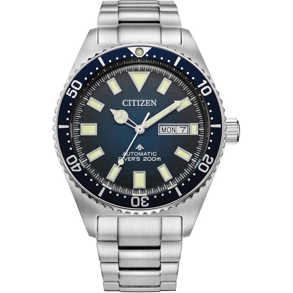 Citizen Men's Promaster Dive Automatic 3 Hand Silver Stainless Steel Watch with Blue Gradient Dial, ISO Certified (Model: NY0129-58L)