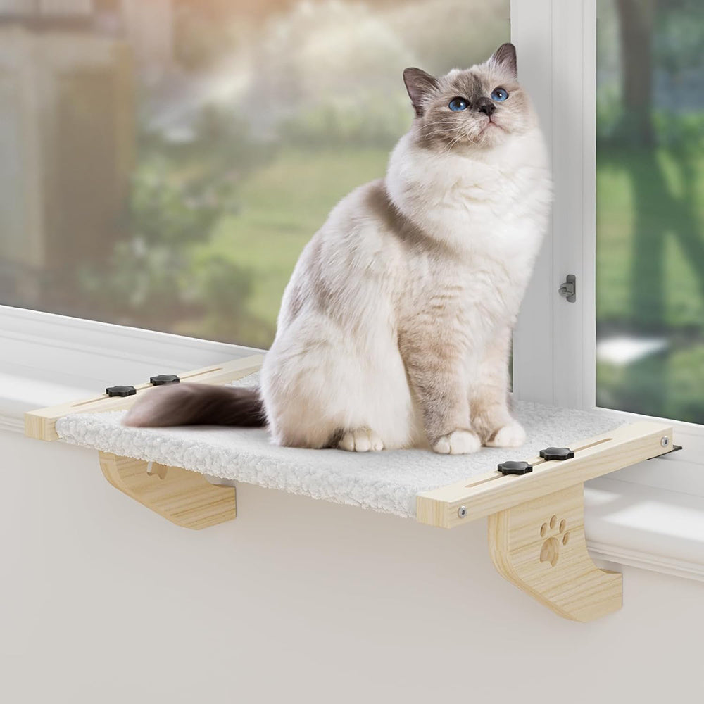Anyelse 2-in-1 Cat Window Perch, One-Key Adjustment Cat Window Hammock with 4 Suction Cups and Removable Fabrics Cover for Medium Cats, Cat Perch for Windowsill, Bedside, Drawer (Medium Size)