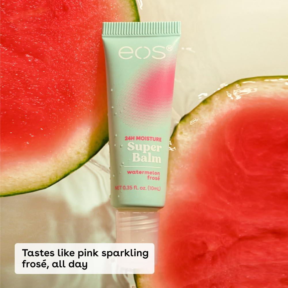 eos 24H Moisture Super Balm de Sandía y Mango para Pieles Sensibles, Mascarilla Labial Día o Noche, Paquete de 2