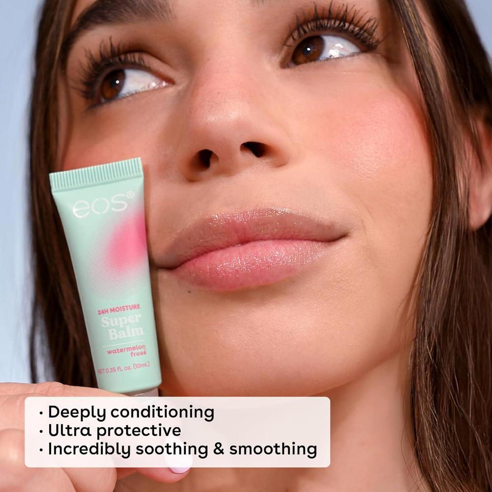 eos 24H Moisture Super Balm de Sandía y Mango para Pieles Sensibles, Mascarilla Labial Día o Noche, Paquete de 2