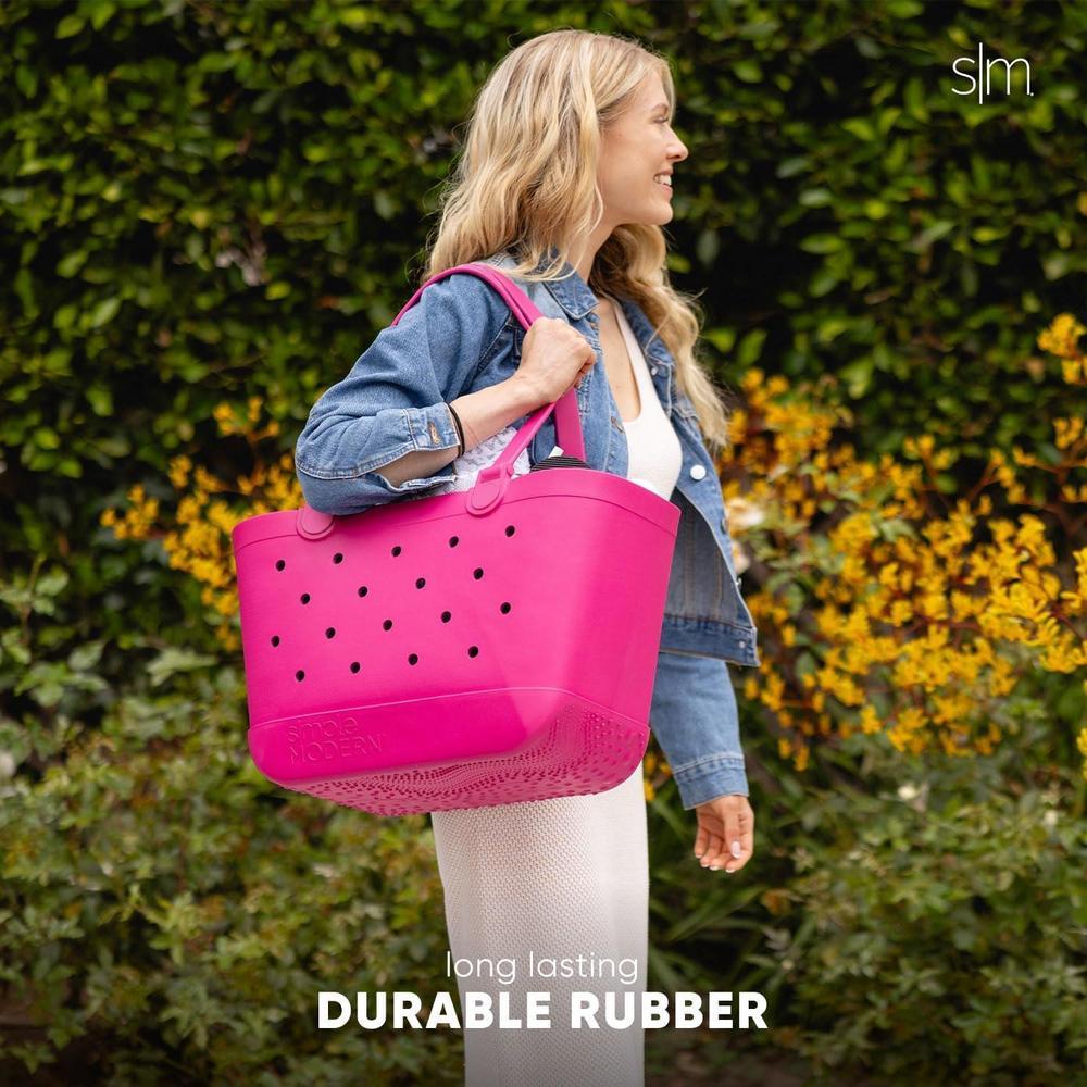 Simple Modern - Bolsa impermeable de caucho con bolsillo para playa, barco y piscina, color lila (Electric Lavender)