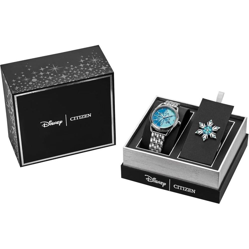 Reloj de Pulsera Citizen Eco-Drive Disney Princess Frozen en acero inoxidable con esfera azul y diseño de copo de nieve