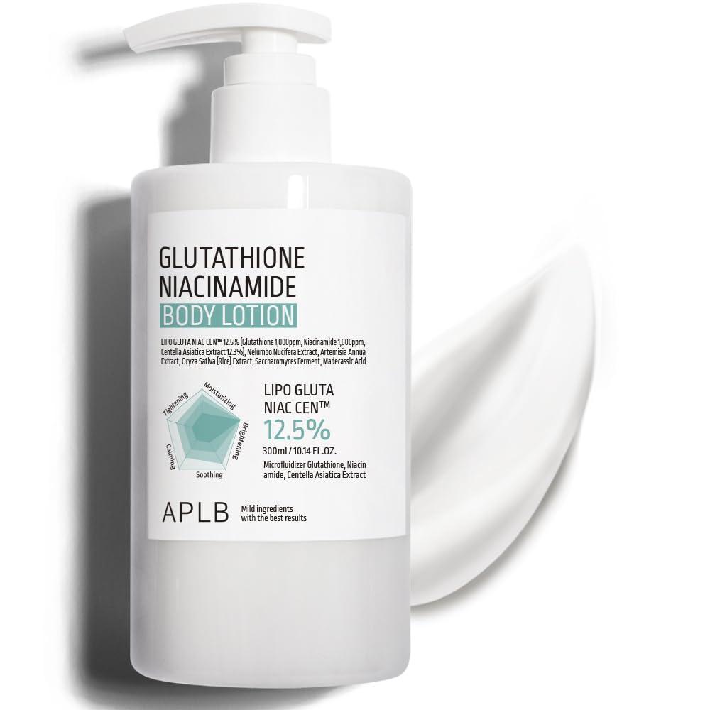 APLB Glutatión Niacinamida Loción Corporal | LIPO GLUTA NIAC CEN™ 12.5% 10.14 FL.OZ/Cuidado de la piel coreano, hidratación duradera, revitaliza para una suavidad y mejora la textura de la piel