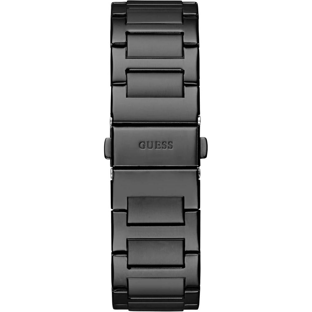 Reloj GUESS para hombre, diseño cuadrado de 42 mm, con temporizador, esfera negra y pulsera de acero inoxidable