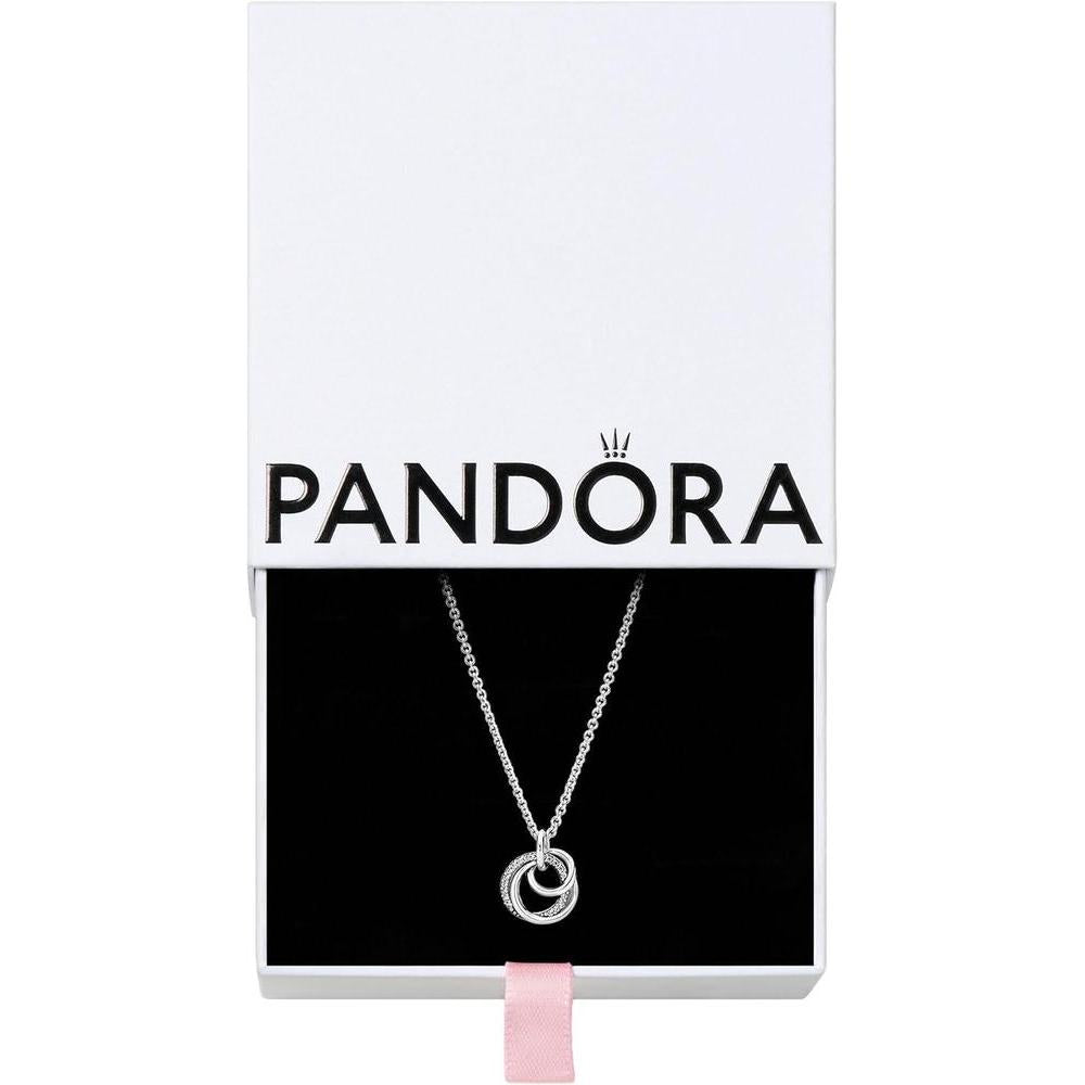 PANDORA Family Always Encircled Pendant Necklace - Adjustable Necklace with Lobster Clasp - Sterling Silver & Cubic Zirconia - 23.6" - With Gift Box